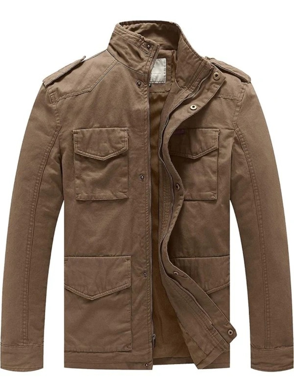 Sz M Wenven Men's Lightweight Military Style Jacket Twill Cotton Coat